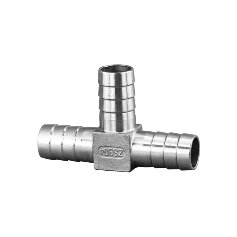 Stainless Steel Barbed Tee Tube Fittings Three-Way Hose Connection